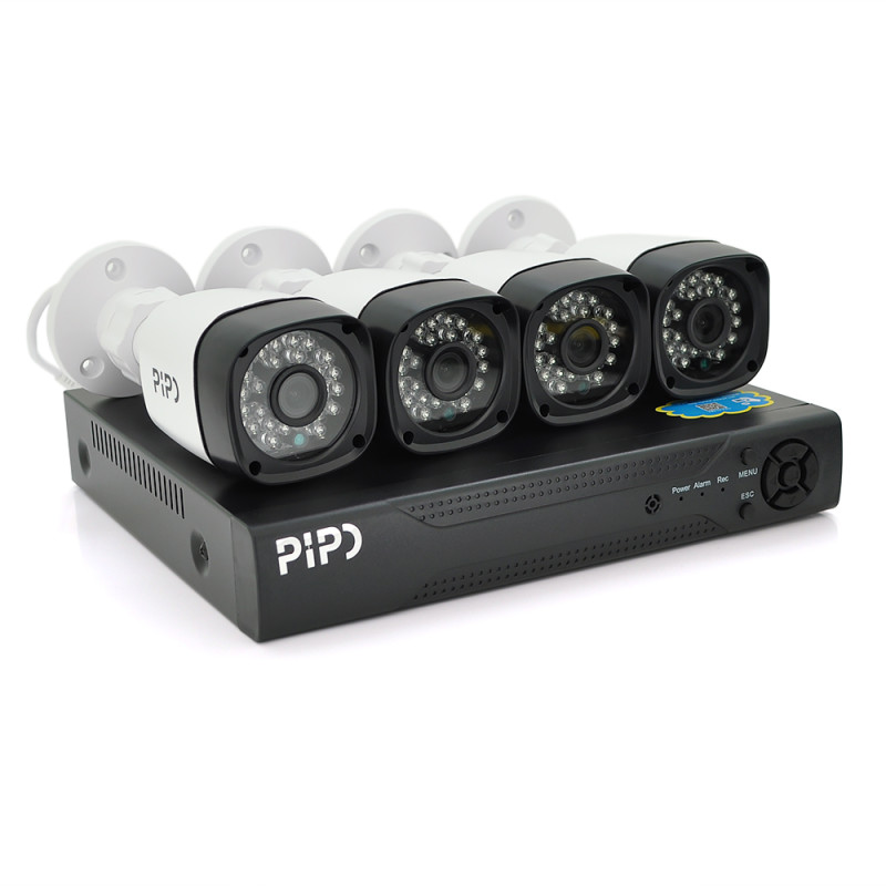 Комплект видеонаблюдения Outdoor 015-4-2MP Pipo (4 уличных камеры, кабеля, блок питания, видеорегистратор APP-Xmeye)