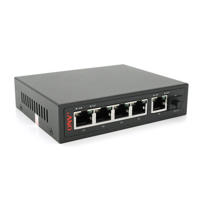 4х портовый PoE Full Gigabit коммутатор ONV-POE33064PFG, 4xPoe1000Мбит + 2х1000 Мбит + 1хSFP 1000Мбит,до 250м, IEEE802.3af/at, мощност 65Вт