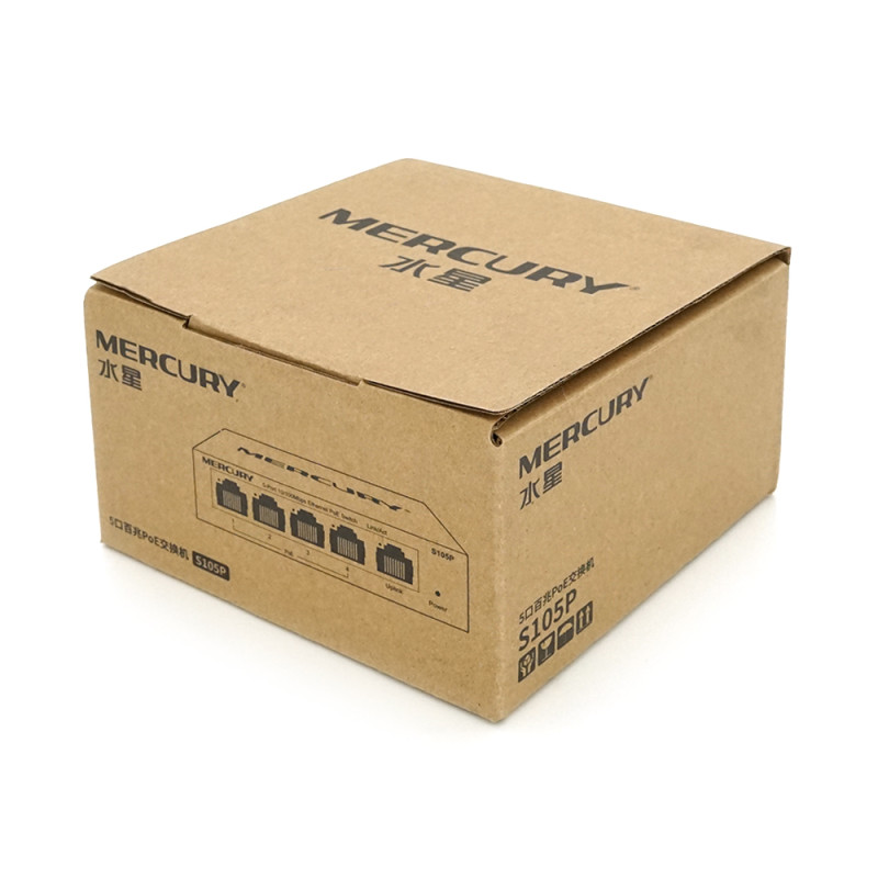 Комутатор POE 48V Mercury S105P 48V 5 портів Ethernet 10/100 Мбіт / сек, БП в комплекті, BOX Q200-