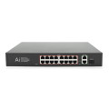 POE коммутатор Merlion 16 POE 10/100 + 1 Single Fiber Tx 1310nm 20km + 2 RJ45 10/100/1000+ встроенный блок питания 52V 4.8A