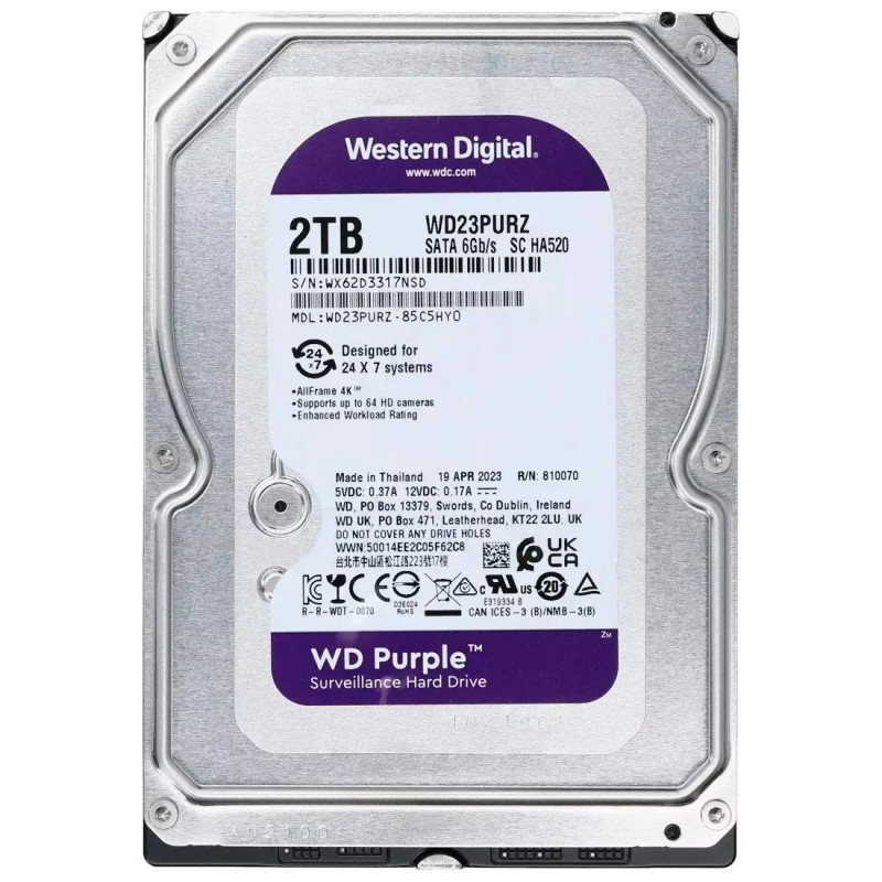 Жорсткий диск Western Digital Purple 2TB 64MB 5400rpm WD23PURZ 3.5 SATA III-