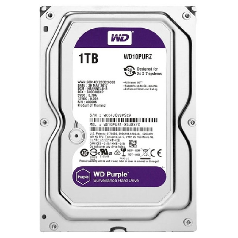Жорсткий диск Western Digital Purple 1TB 64MB 5400rpm WD10PURZ 3.5 SATA III-