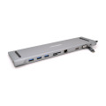 Хаб-конвертор VEGGIEG TC10 Type-C (тато) на Type-C (мама) + USB3.0 * 3 (мама) + HDMI (мама) + VGA (мама) + jack3.5 (мама) + SD / TF + RJ45, 10 см, Silver, Box-
