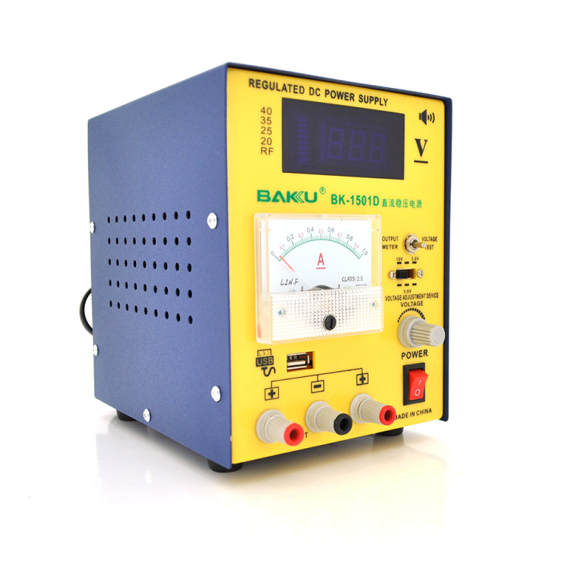 Блок питания с цифровой индикацией BAKKU BK 1501D (15 вольт 1 ампер, защита от кз)