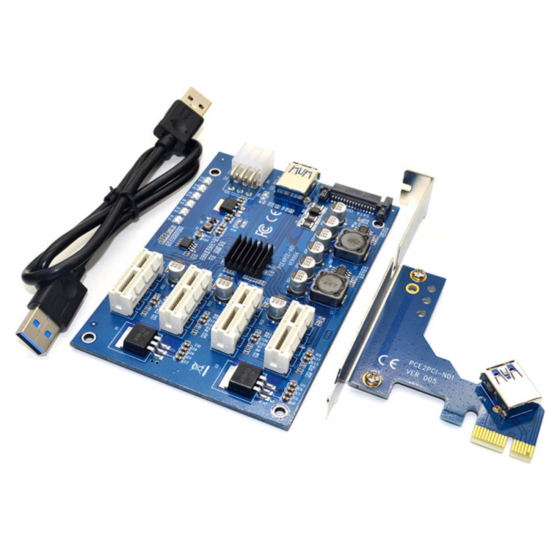 Cпліттер-розгалужувач-хаб PCI-e x 1 на 3 порту х 1, BOX-