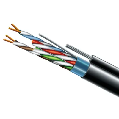 Кабель вита пара ЗЗКМ (FTP мідь вуличний із тросом) Cat. 5e F/UTP PE 4х2х24 AWG + S. M. трос (к)(72113) бухта 500м.