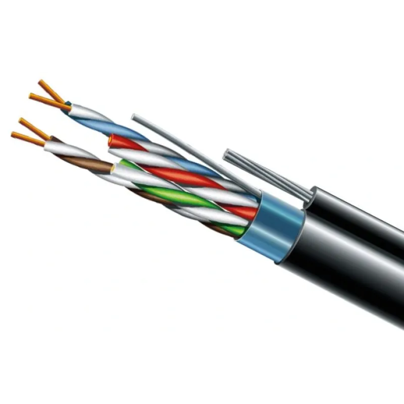 Кабель вита пара ЗЗКМ (FTP мідь вуличний із тросом) Cat. 5e F/UTP PE 4х2х24 AWG + S. M. трос (к)(72113) бухта 500м.-