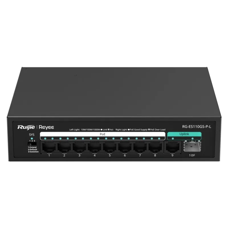 Коммутатор 10 портов неуправляемый Ruijie Reyee RG-ES110GS-P-L PoE