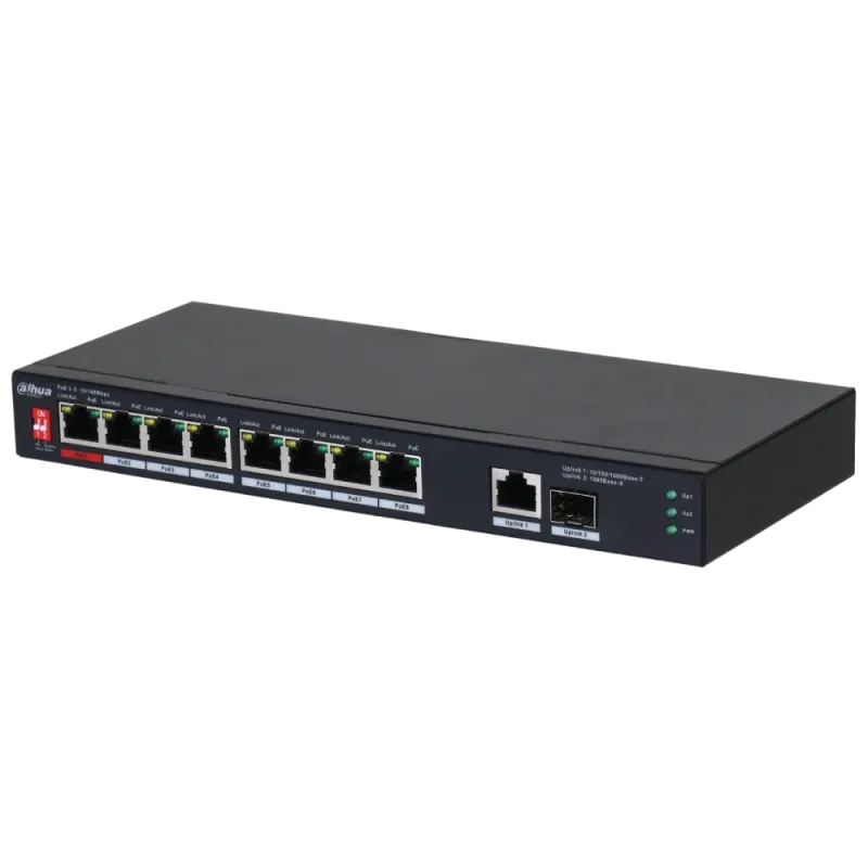 Коммутатор 8 портов неуправляемый Dahua DH-PFS3110-8ET1GT1GF-96 PoE