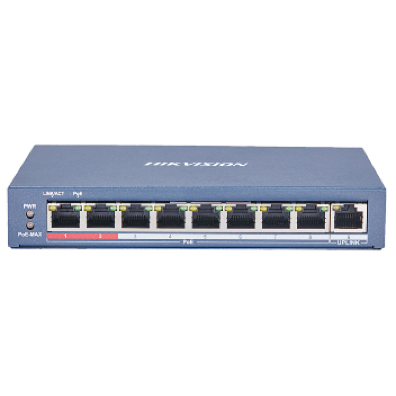 Комутатор 8 портів некерований Hikvision DS-3E0109P-E(C) POE-