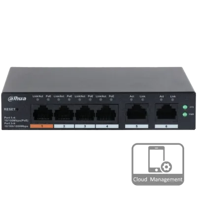 Комутатор 4 порти керований Dahua DH-CS4006-4ET-60 PoE