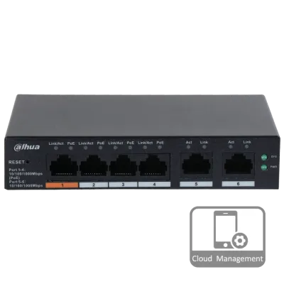 Комутатор 4 порти керований Dahua DH-CS4006-4GT-60 PoE