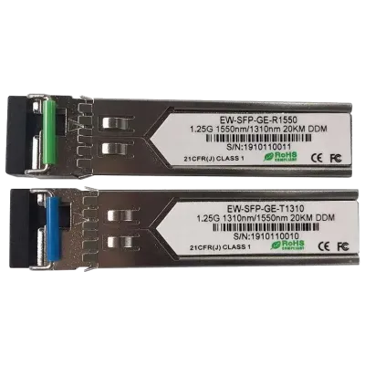 Модуль SFP (комплект 2шт) Ewind EW-SFP-GE-T1310 / EW-SFP-GE-R1550 1.25G, Single-mode single Fiber, 20km, LC connector, Tx1310/Rx1550nm : 1310nm is transmitter，1550nm is receiver