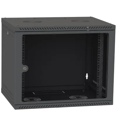 Шкаф телекоммуникационный двери стекло (черный) IPCOM 12U 600x600