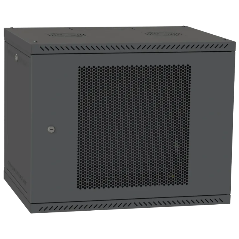 Шкаф телекоммуникационный двери перф (черный) IPCOM 12U 600x450