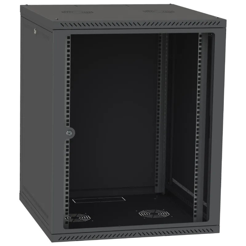 Шкаф телекоммуникационный двери стекло (черный) IPCOM 15U 600x600
