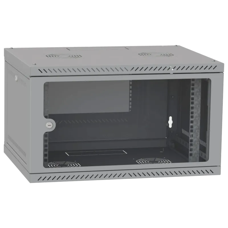 Шкаф телекоммуникационный двери стекло (серый) IPCOM 6U 600x600