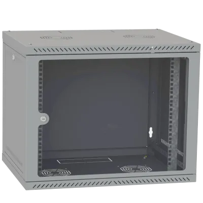 Шкаф телекоммуникационный двери стекло (серый) IPCOM 9U 600x600