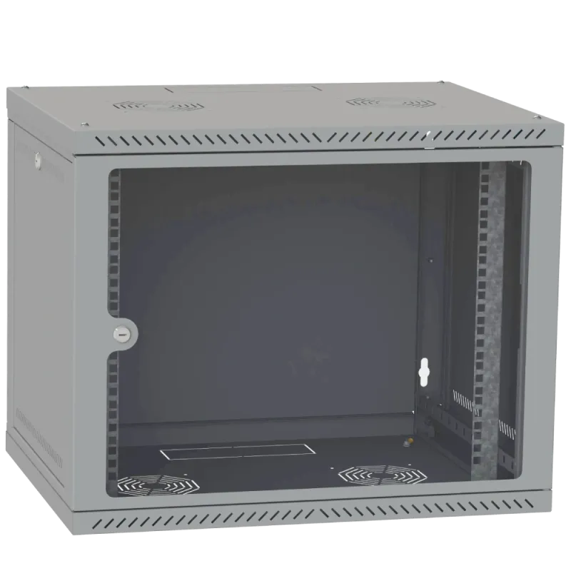 Шкаф телекоммуникационный двери стекло (серый) IPCOM 9U 600x600