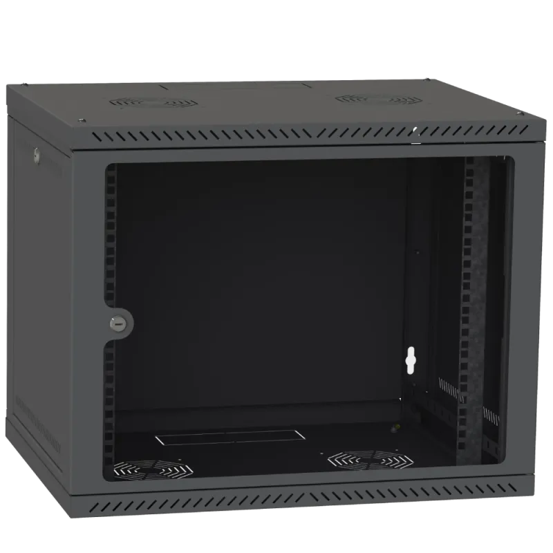 Шкаф телекоммуникационный двери стекло (черный) IPCOM 9U 600x450