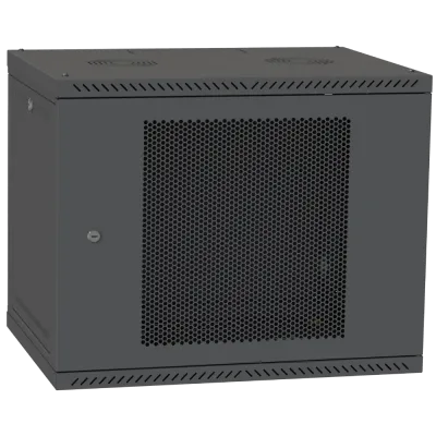 Шкаф телекоммуникационный дверь перфорация (черная) IPCOM 12U 600x600