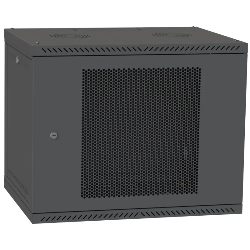 Шкаф телекоммуникационный дверь перфорация (черная) IPCOM 12U 600x600