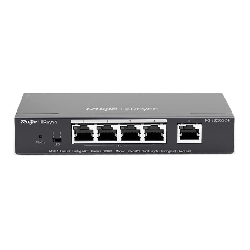 РоЕ-коммутатор Ruijie Reyee RG-ES205GC-P 5-портовый гигабитный интеллектуальный