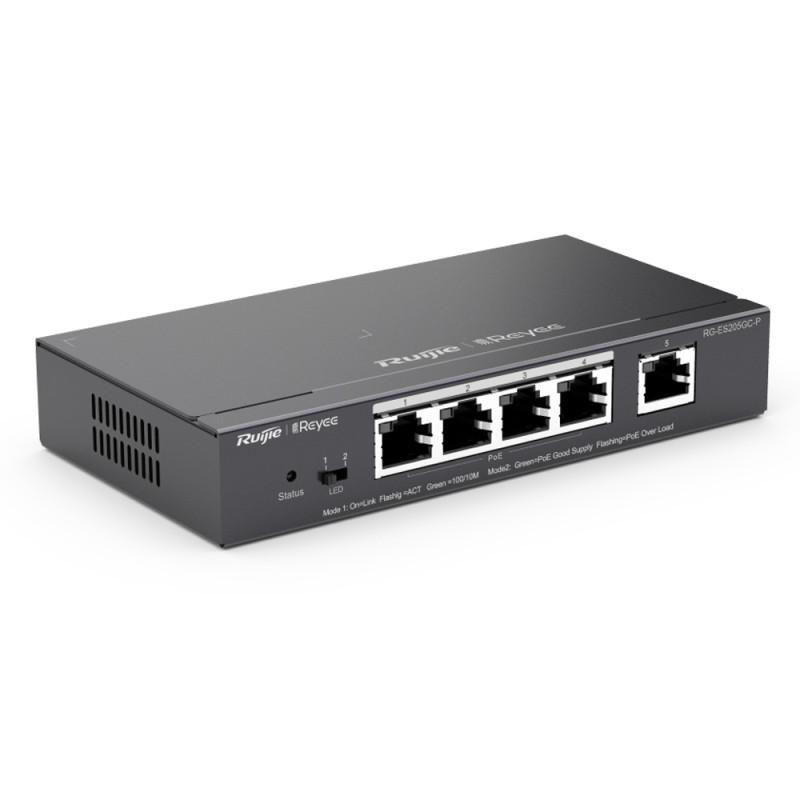 РоЕ-коммутатор Ruijie Reyee RG-ES205GC-P 5-портовый гигабитный интеллектуальный