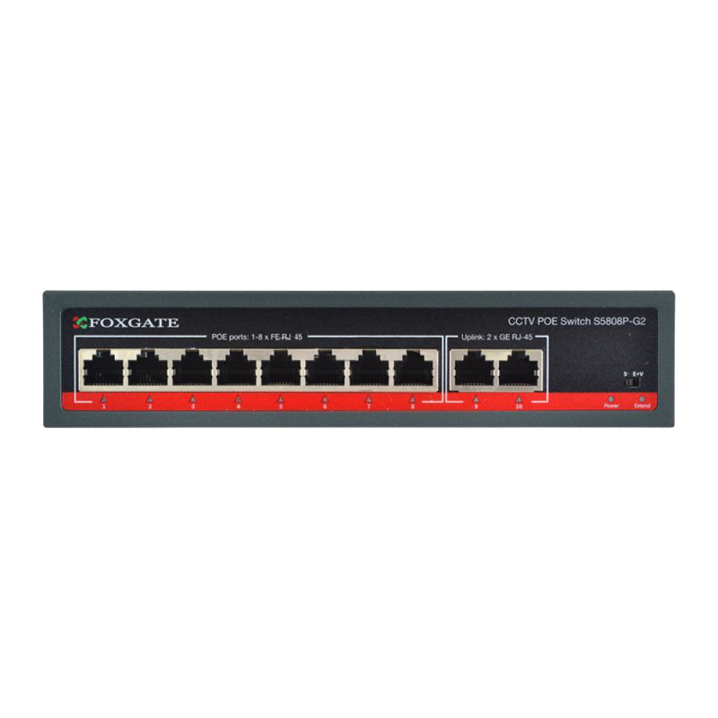 PoE-коммутатор FoxGate S5808P-G2 CCTV гигабитный 8-портовый неуправляемый