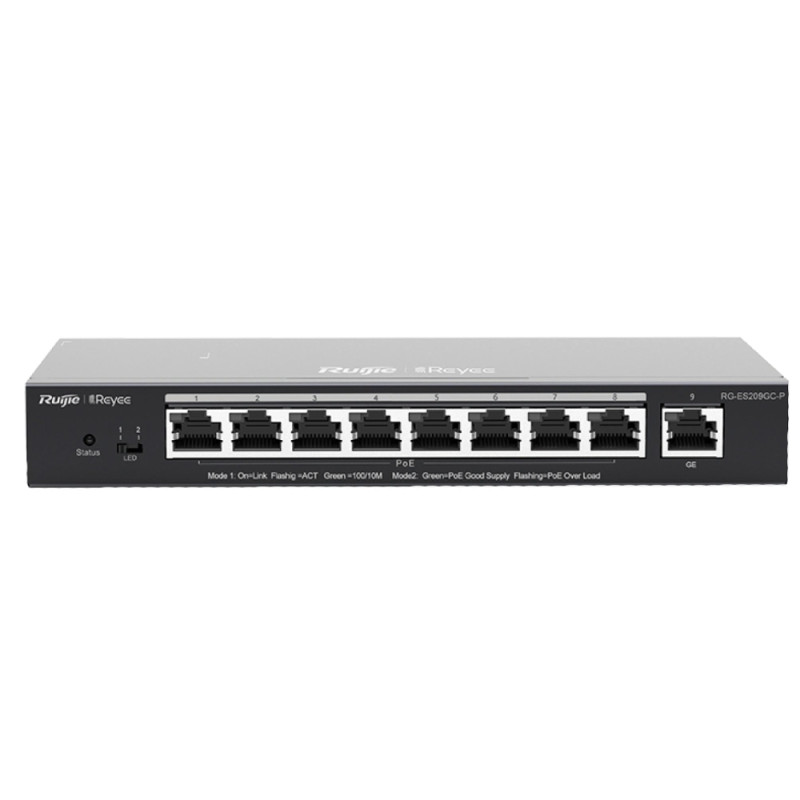 РоЕ-коммутатор Ruijie Reyee RG-ES209GC-P 9-портовый гигабитный интеллектуальный