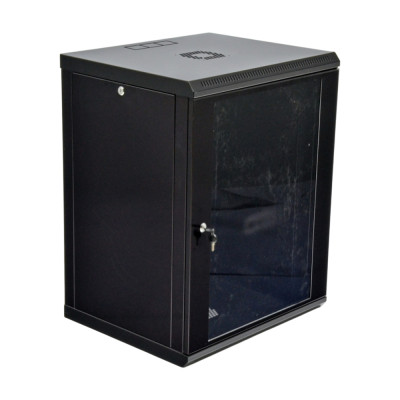 Шафа серверна SteelNet 15U 600 x 500 для мережевого обладнання (скло, чорний)