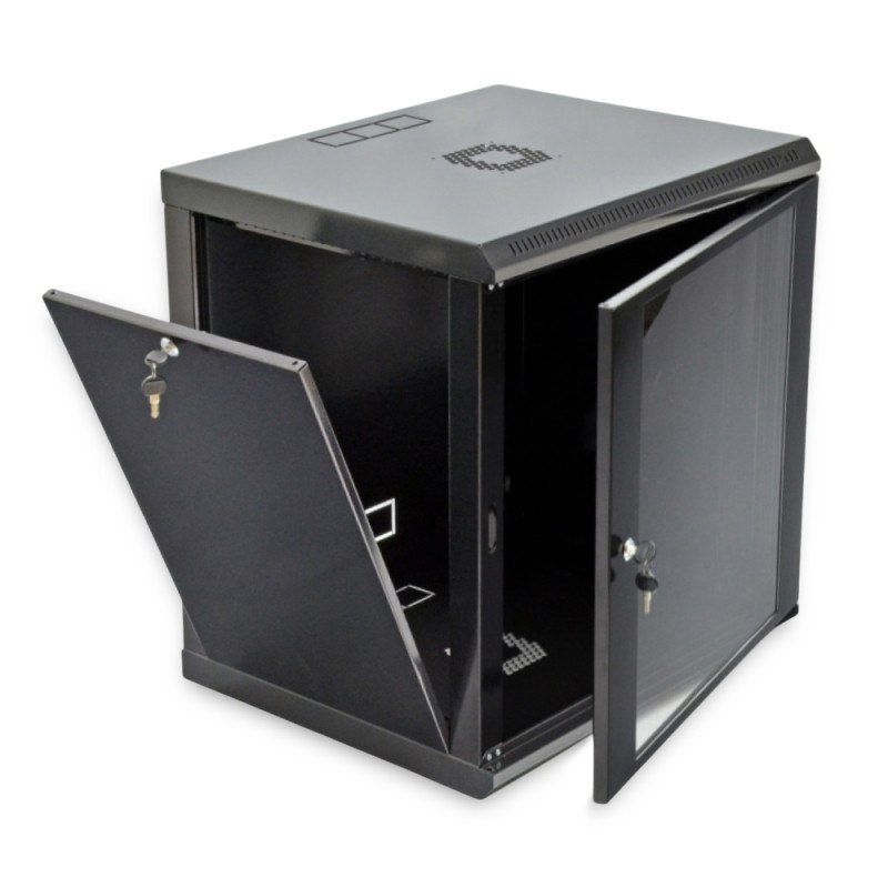 Шкаф серверный SteelNet 12U 600 x 450 для сетевого оборудования (стекло, черный)