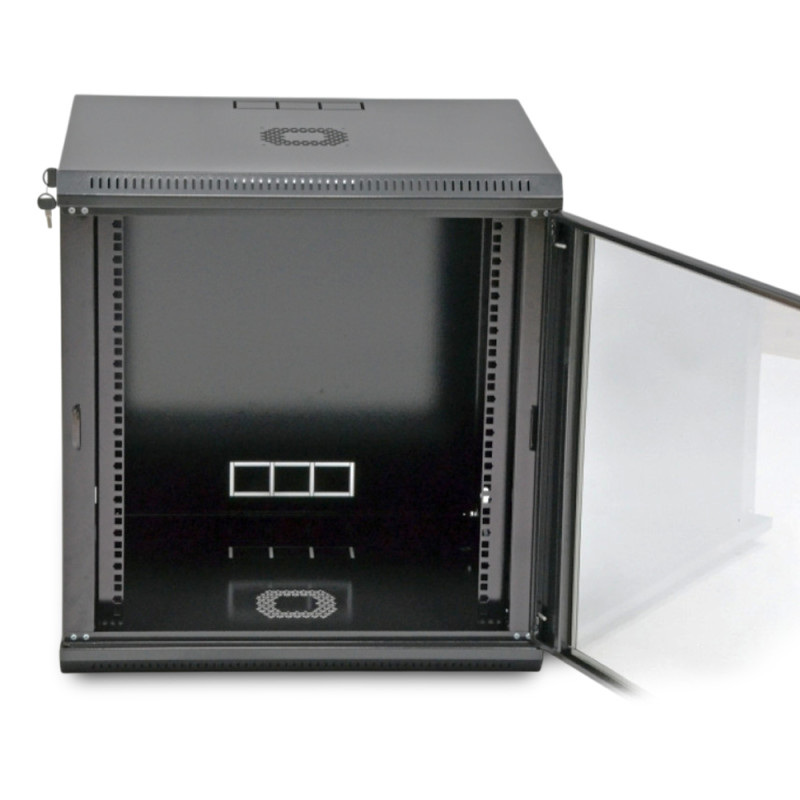 Шкаф серверный SteelNet 12U 600 x 600 для сетевого оборудования (стекло, черный)