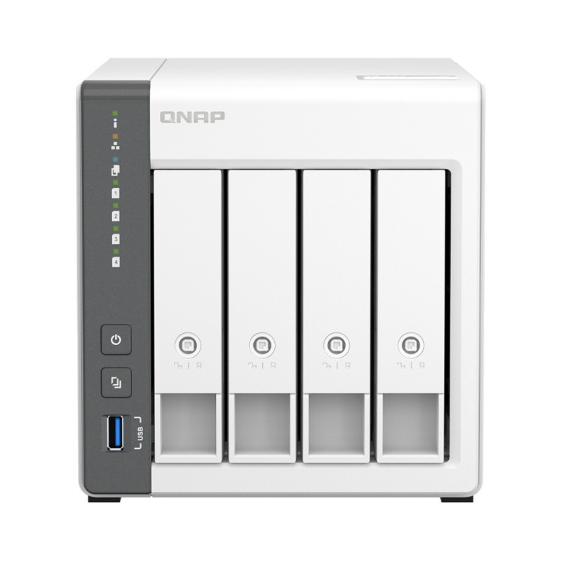Система хранения данных QNAP TS-433-4G с 4 отсеками для дисков, 4 ГБ DDR4, настольное исполнение
