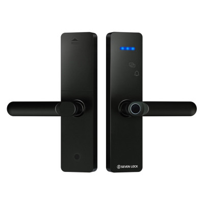 Умный дверной биометрический замок SEVEN LOCK SL-7740BF black (врезная часть 5050)