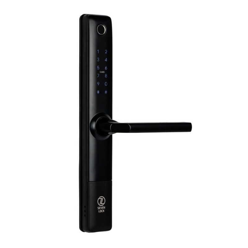 Умный дверной биометрический замок SEVEN LOCK SL-7762BF black (врезная часть 3585)