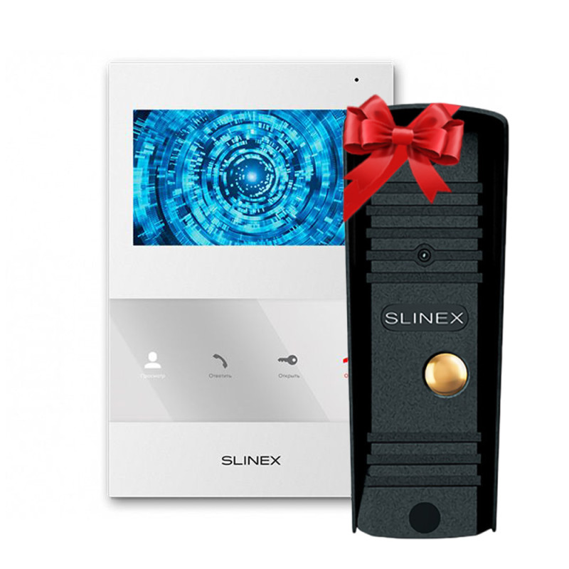 Видеодомофон Slinex SQ-04M white + Видеопанель Slinex ML-16HR black
