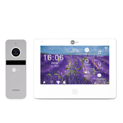 Комплект видеодомофона Neolight NeoKIT HD Pro Silver: видеодомофон 7" с детектором движения и 2 Мп видеопанель