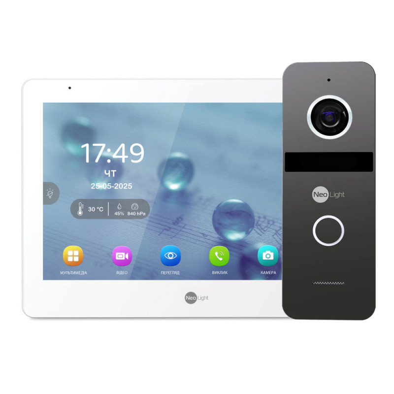 Комплект Neolight MEZZO Hybrid HD KIT Graphite: гібридний відеодомофон 10.1" з Wi-Fi та 2 Мп відеопанель-