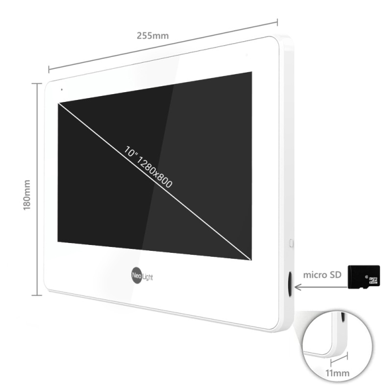 Комплект Neolight MEZZO Hybrid HD KIT Graphite: гібридний відеодомофон 10.1" з Wi-Fi та 2 Мп відеопанель-