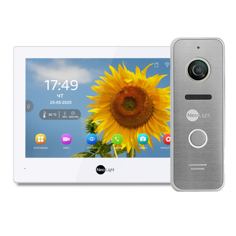 Комплект Neolight ALPHA Hybrid HD KIT SilverP: гібридний відеодомофон 8" з Wi-Fi та 2 Мп відеопанель-