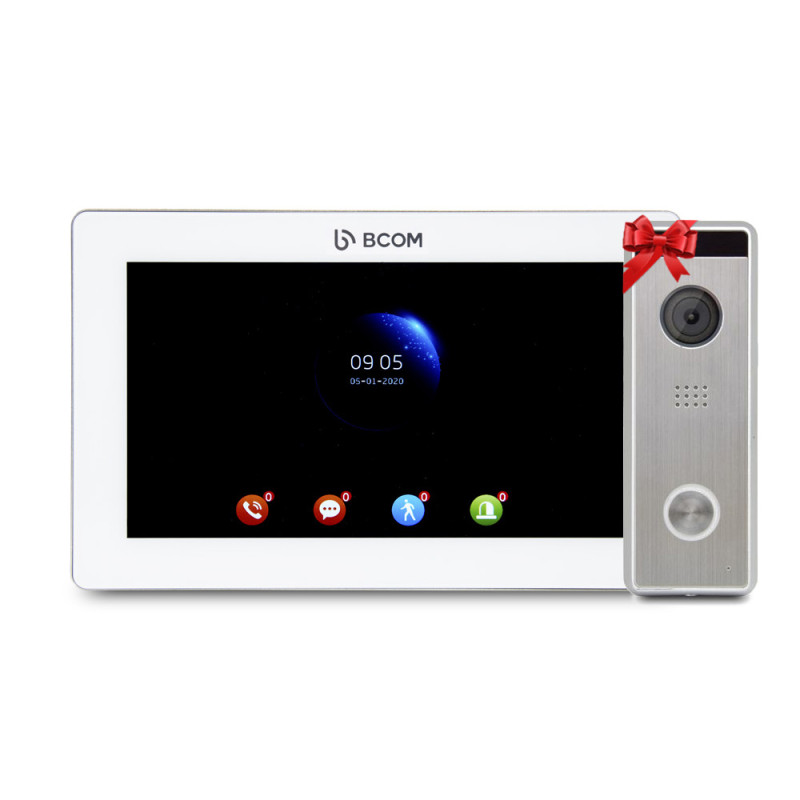 Відеодомофон 7" BCOM BD-770FHD White + Відеопанель Tantos Triniti FHD-